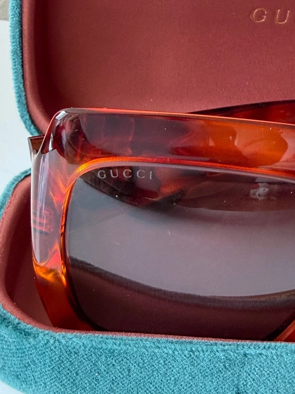 Gucci Tortoiseshell Square Sunglasses with Gold GG Accent‎